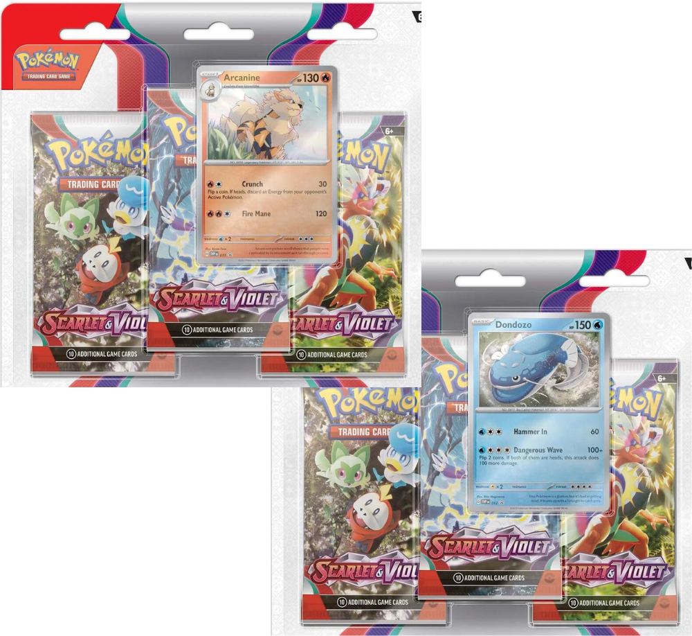 Scarlet & Violet Base – 3-Pack Blister – Set of 2 (Arcanine & Dondozo Promo)